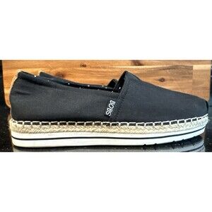 Bobs Skechers Womens Breeze Slip On Black Shoes 32719 BLK 7.5 Espadrilles